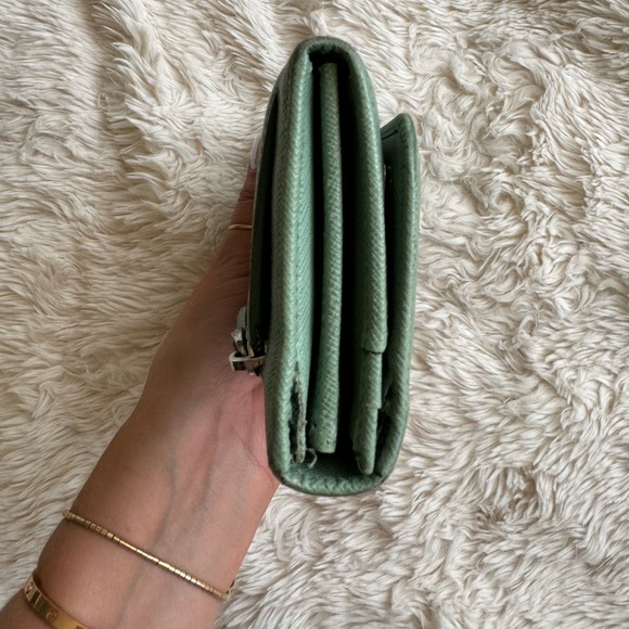 Prada large saffiano leather wallet in teal/aqua - Picture 4 of 13